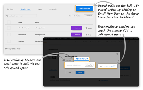 icon for enroll learners using .csv files to save time