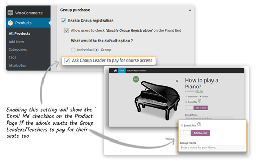 icon for optional enrollment of group leader