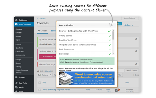 icon for duplicate courses, save and rename courses in archives